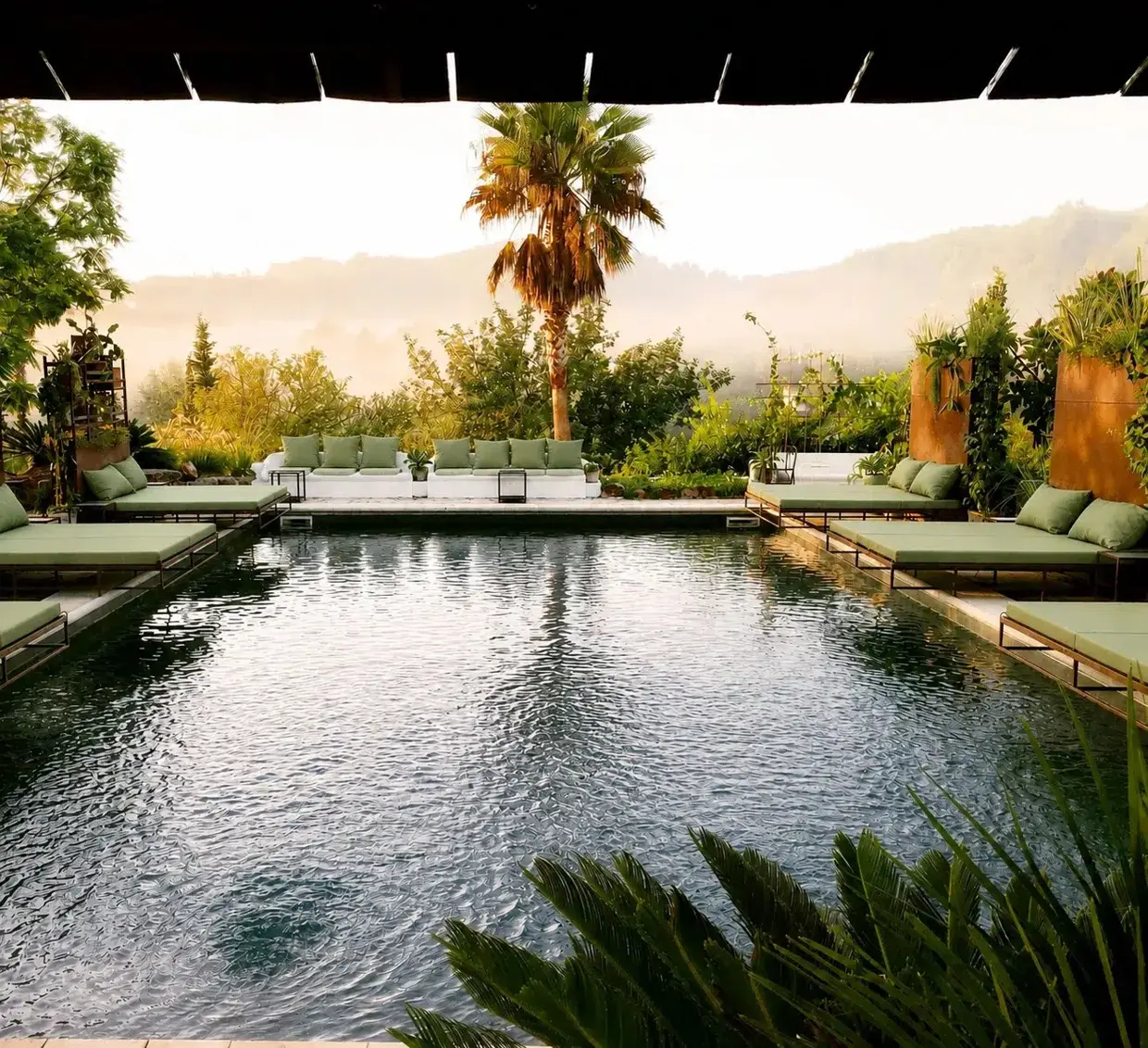 Legado pool in the golden light of sunrise