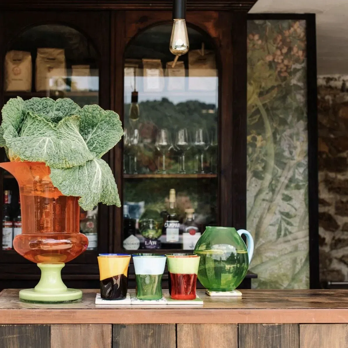 Finca Legado pool bar and Murano glass collection