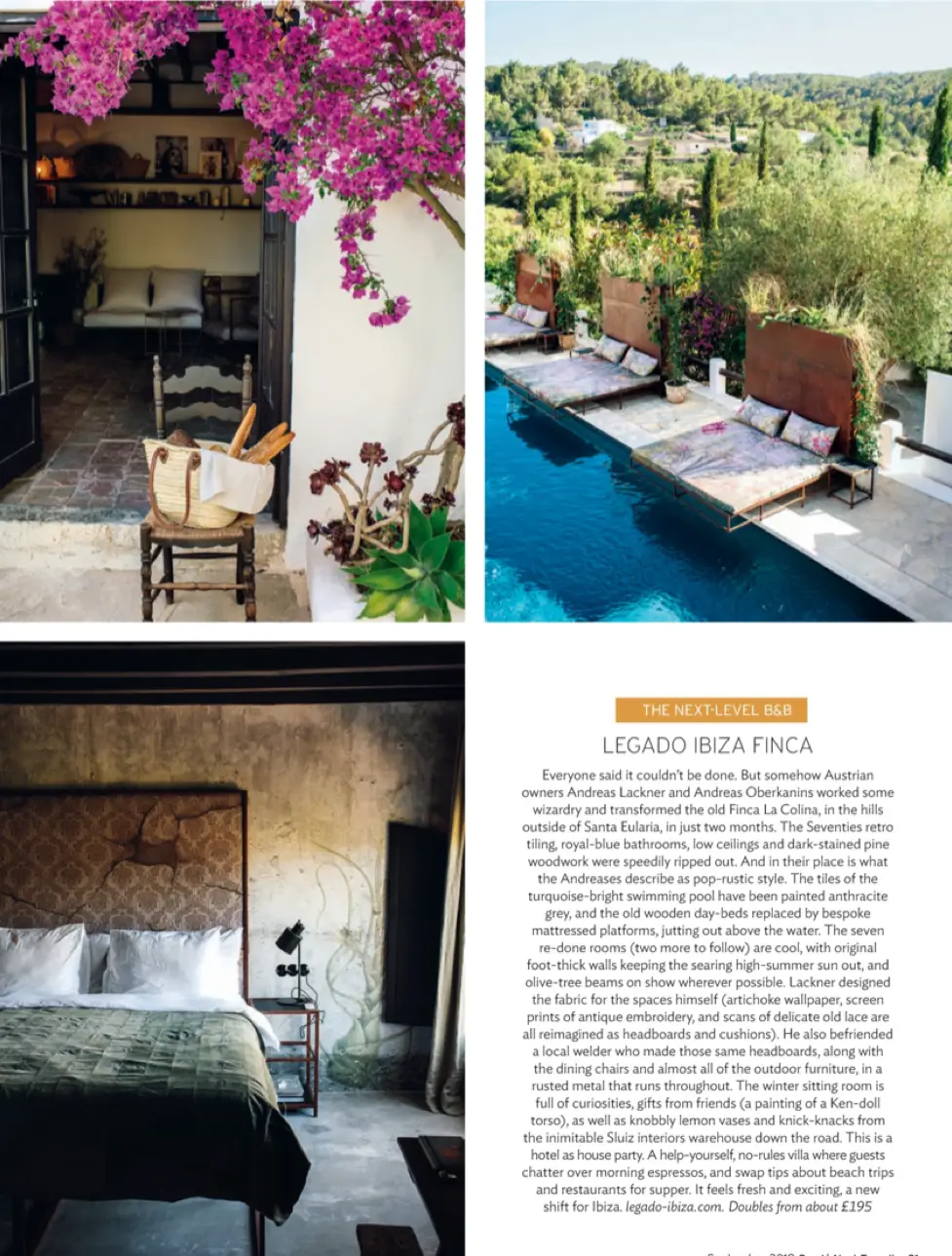 Editorial Page about Finca LEgado in Condé Nast traveller September 2018