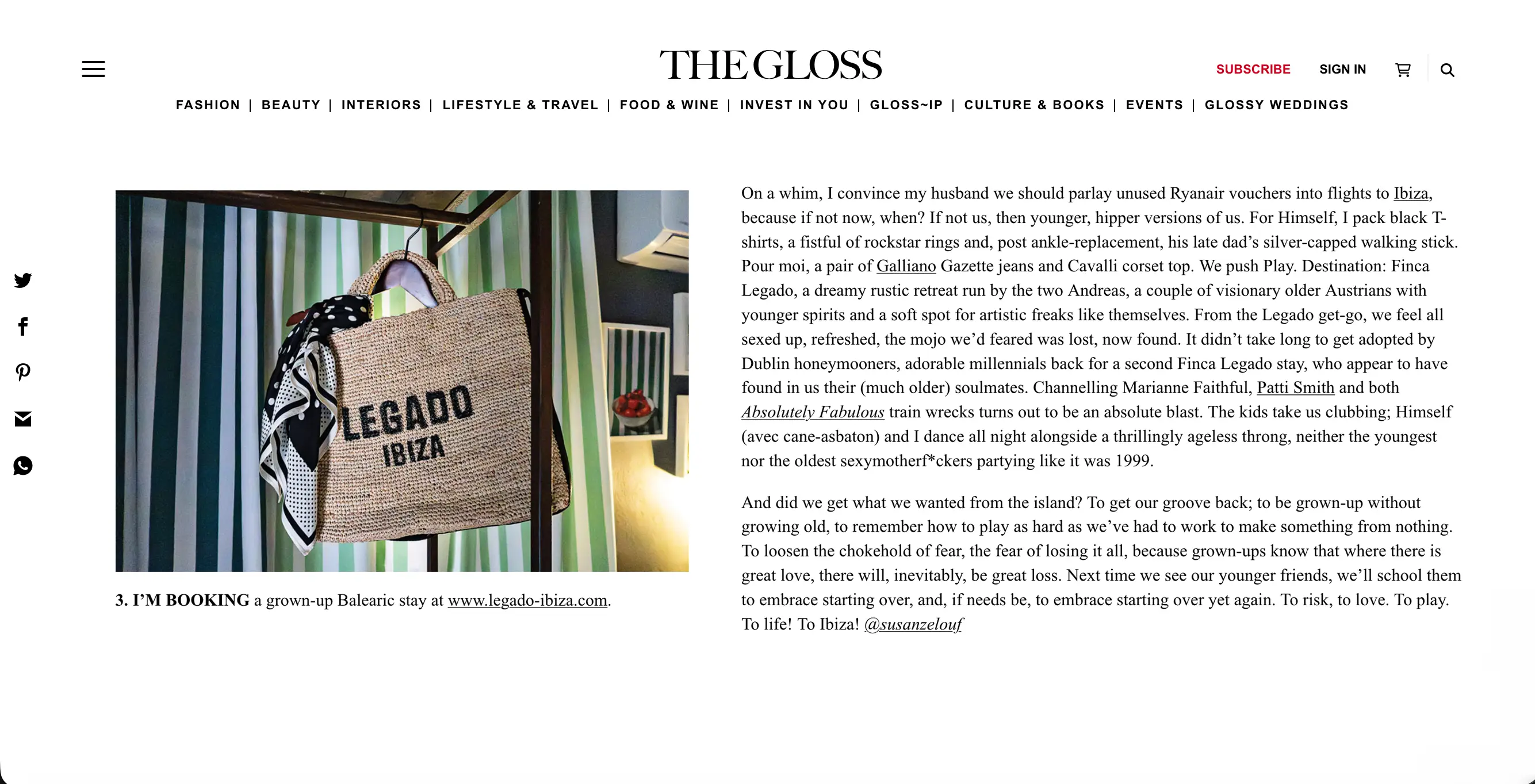 Finca Legado in The Gloss Magazine